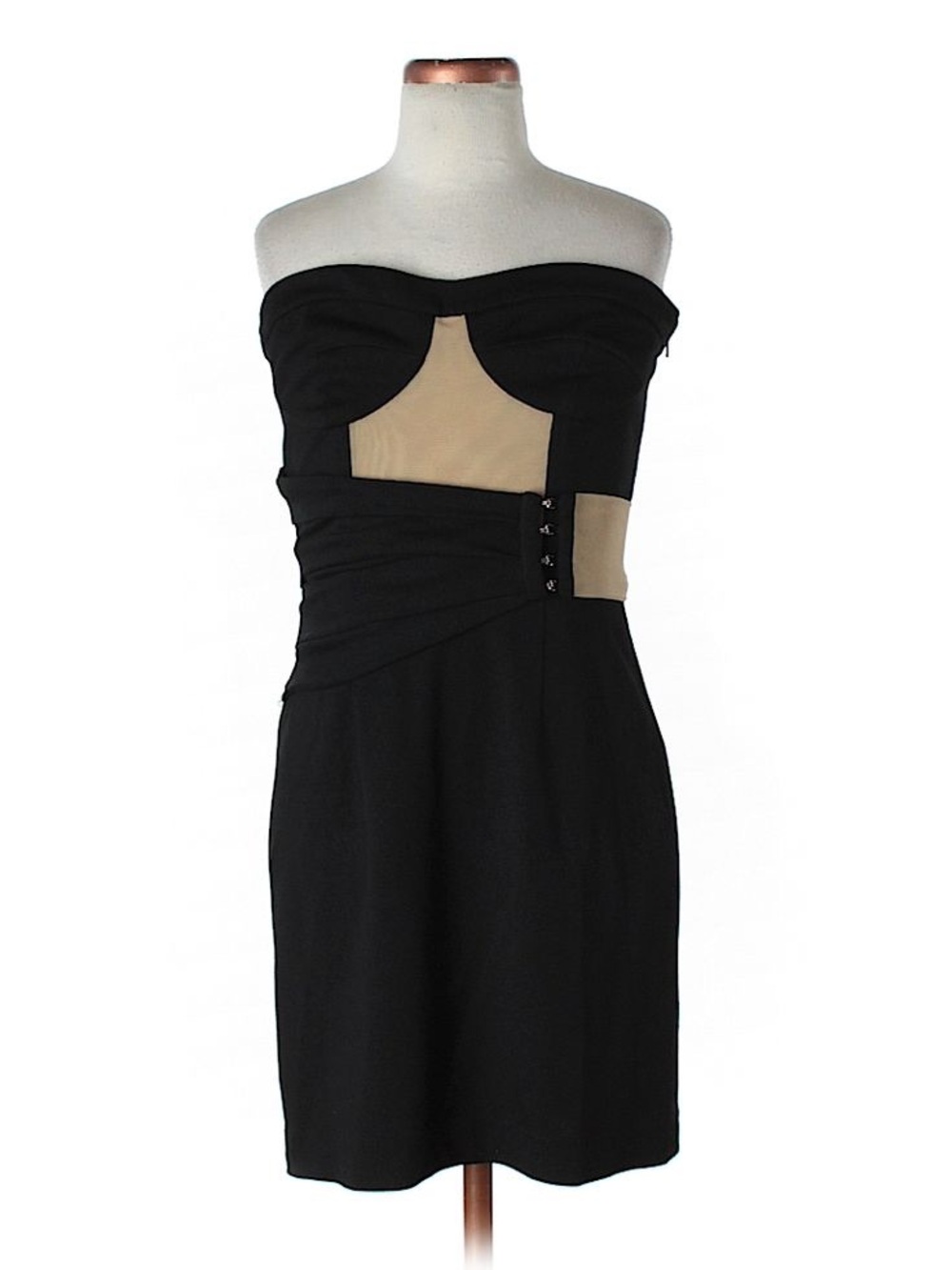 Pencey Black Strapless Tube Dress Nude Bustier Panel